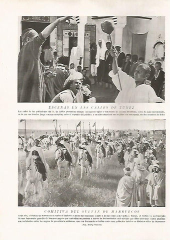LAMINA 15712: Calles de Tunez y comitiva del sultan de Marruecos