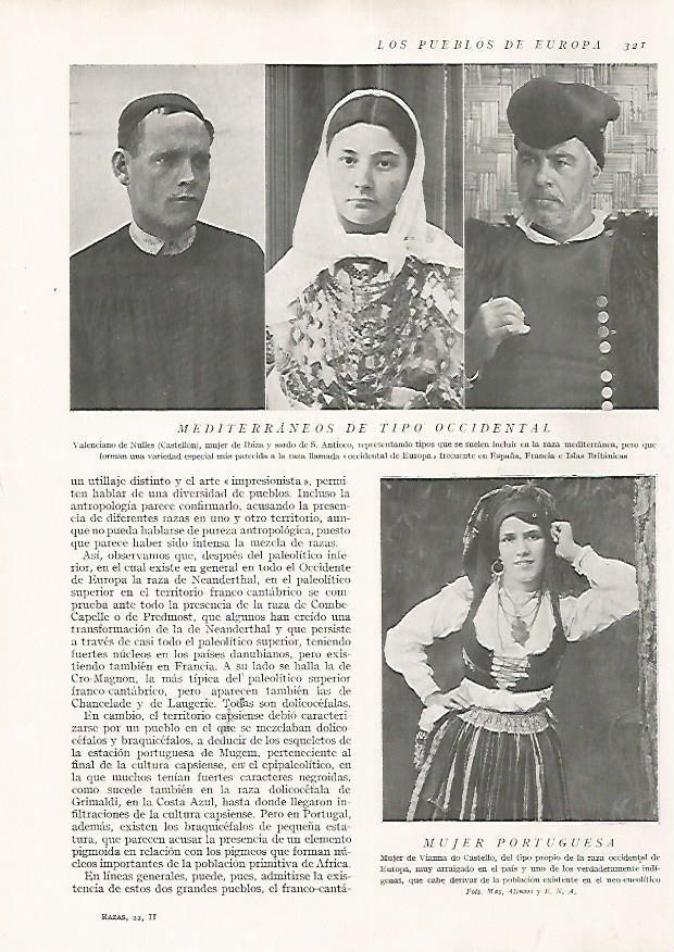 LAMINA 15729: Valenciano, mujeres de Ibiza y Portugal y hombre de Cerdeña