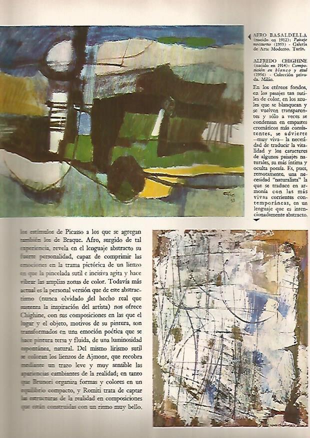 LAMINA 15932: Paisaje nocturno, por Basaldella y Composicion en blanco y azul, por Chighine