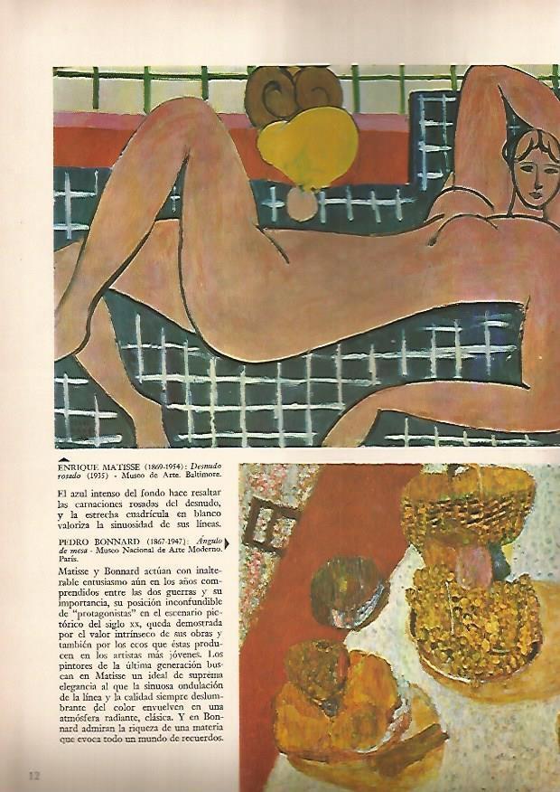 LAMINA 15911: Desnudo rosado, por Matisse y Angulo de mesa, por P. Bonnard