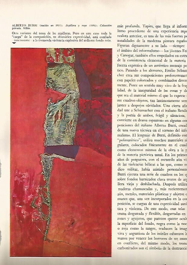 LAMINA 15944: Arpillera y rojo, por A. Burri