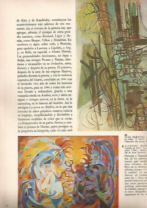 LAMINA 15913: T 1947-9, por Hartung y La riña de gallos, por Manessier