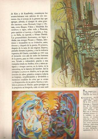 LAMINA 15913: T 1947-9, por Hartung y La riña de gallos, por Manessier
