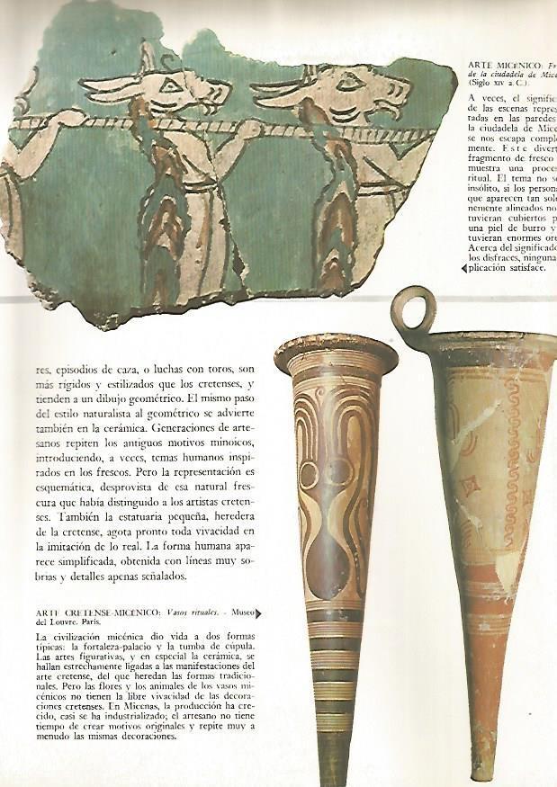 LAMINA 15848: Fresco y vasos de Micenas, Grecia