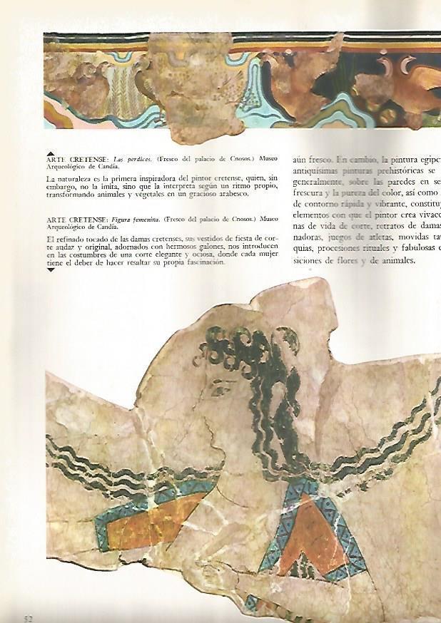 LAMINA 15835: Las perdices y figura femenina, pinturas de Knosos, Grecia