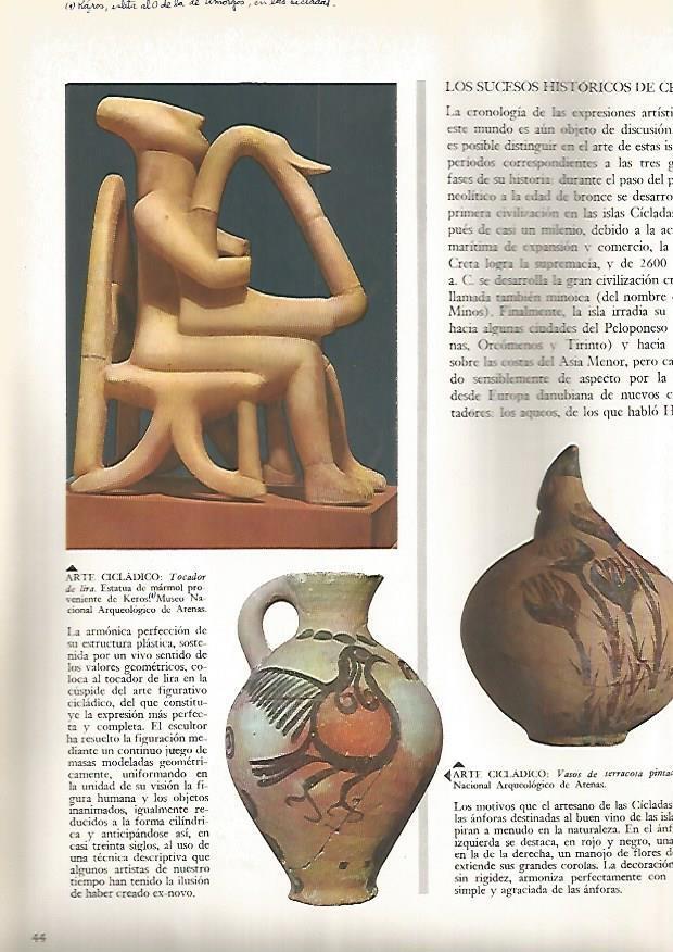 LAMINA 15831: Tocador de lira y terracotas de Creta, Grecia