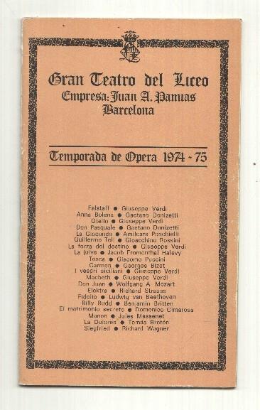 Gran Teatro del Liceo: Temporada 1974-75. Falstaff - Giuseppe Verdi, Anna Bolena - Gaetano Donizetti, Otello - Giuseppe Verdi