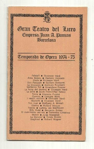 Gran Teatro del Liceo: Temporada 1974-75. Falstaff - Giuseppe Verdi, Anna Bolena - Gaetano Donizetti, Otello - Giuseppe Verdi