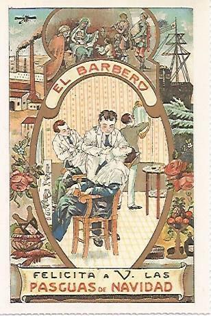 POSTAL A564: El barbero felicitando la Navidad