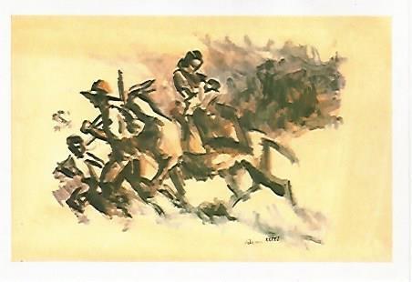 POSTAL A529: Mujer huyendo a caballo