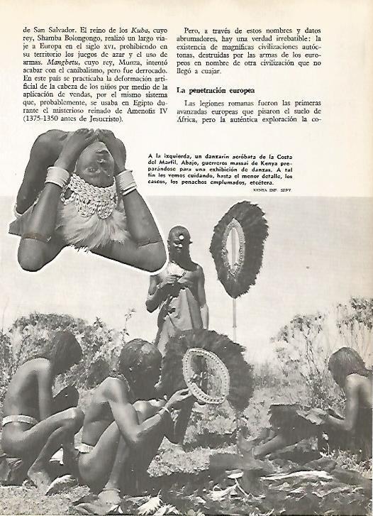 LAMINA 16198: Danzarin de la Costa de Marfil y guerreros de Kenia
