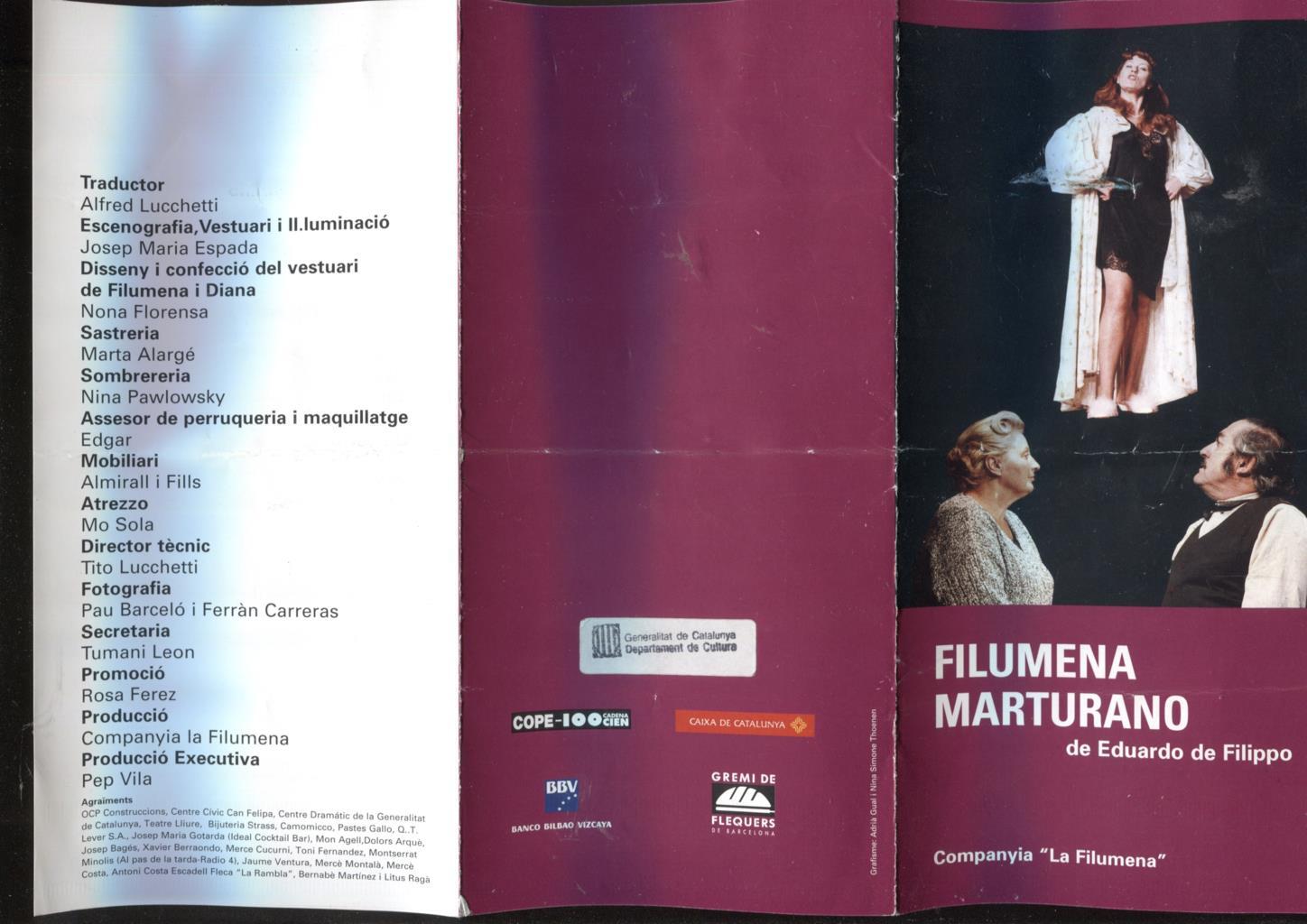 Triptico obra teatral: Filumena Marturano de Eduardo de Filippo 