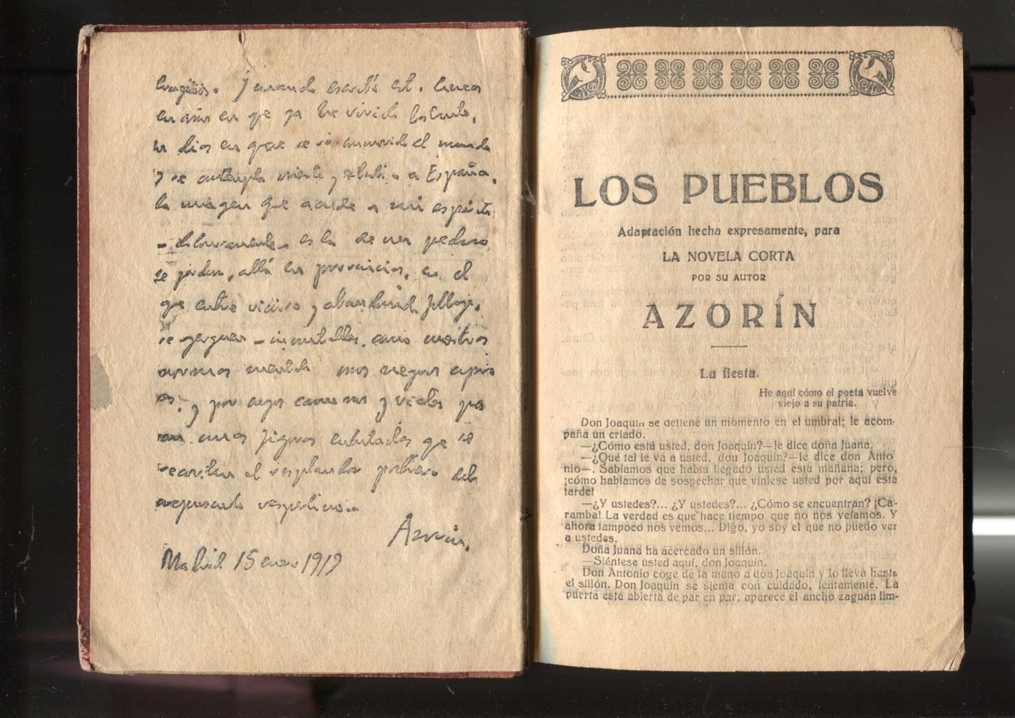 tomo artesanal La Novela Corta: Los pueblos (azorin), Lorenza la Resala o la verbena del barrio (Juan Tavares)