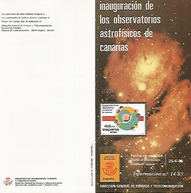 DIPTICO 16424: Inauguracion de los Observatorios Astrofisicos de Canarias