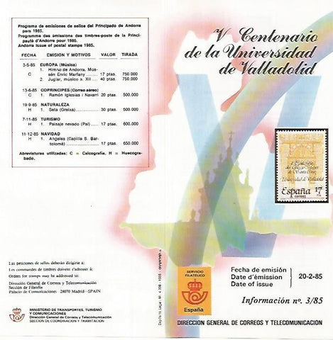 DIPTICO 16429: V Centenario de la Universidad de Valladolid