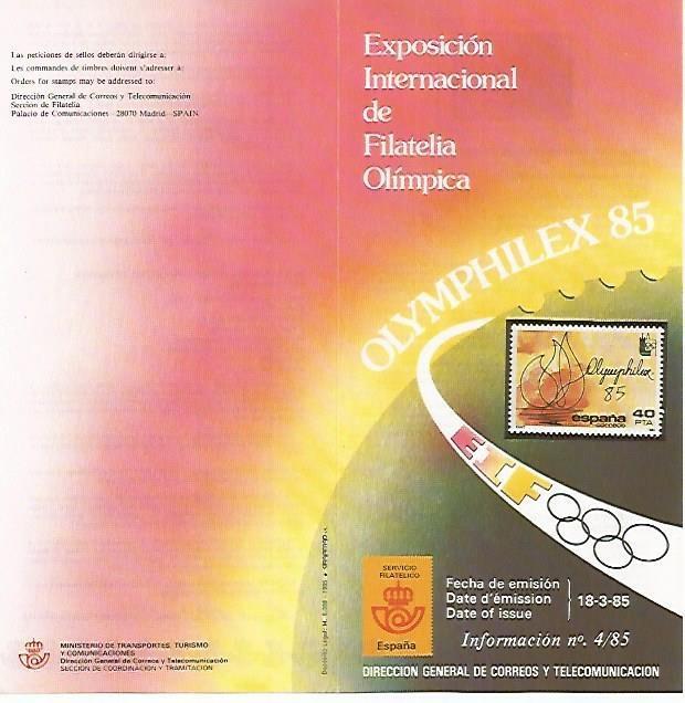 DIPTICO 16430: Exposicion Internacional de Filatelia Olimpica
