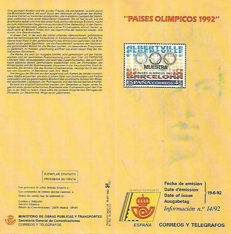 DIPTICO 16401: Paises Olimpicos 1992