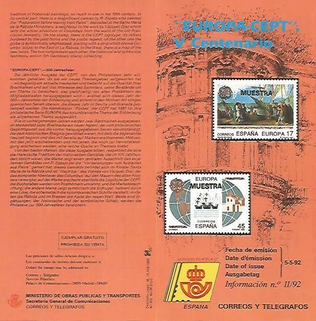 DIPTICO 16402: Europa CEPT. V Centenario