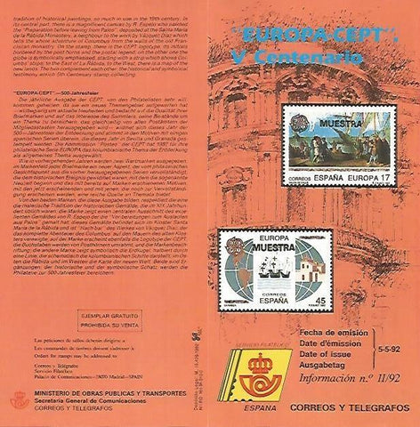 DIPTICO 16402: Europa CEPT. V Centenario