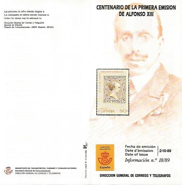 DIPTICO 16442: Centenario dela primera emision de Alfonso XIII