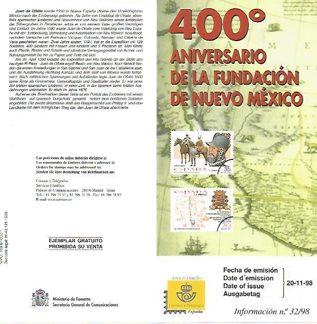 DIPTICO 16479: 400 Aniversario de la Fundacion de Nuevo Mexico