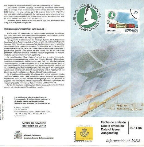 DIPTICO 16483: Base Antartica Española Juan Carlos I