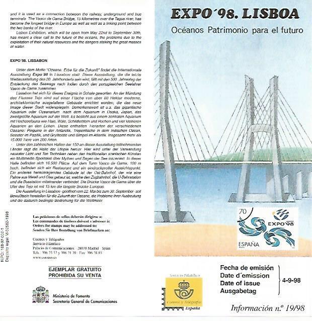 DIPTICO 16488: Expo 98 Lisboa. Oceanos Patrimonio para el futuro