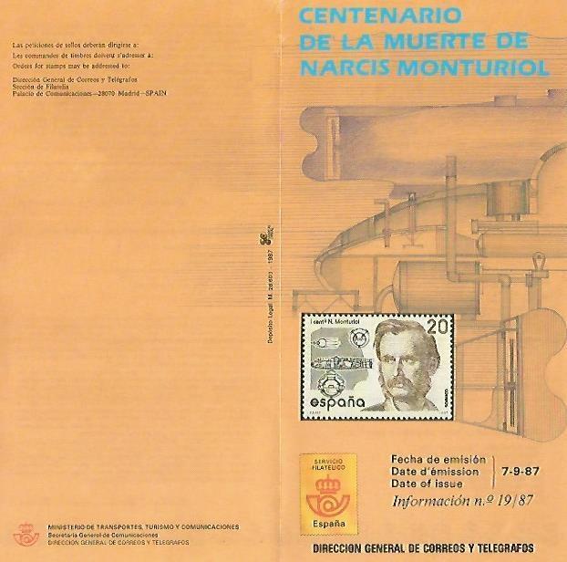 DIPTICO 16325: Centenario de la muerte de Narcis Monturiol