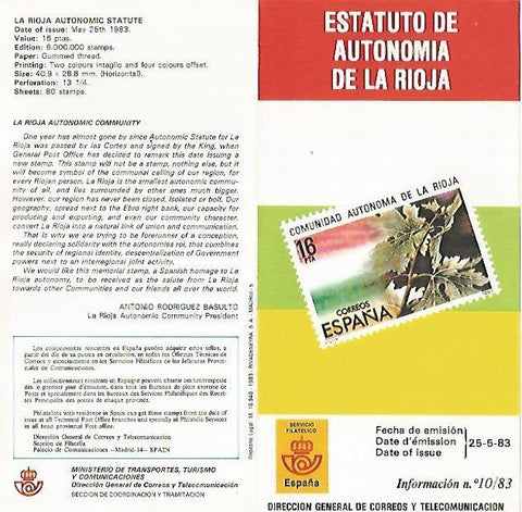 DIPTICO 16305: Estatuto de Autonomia de La Rioja