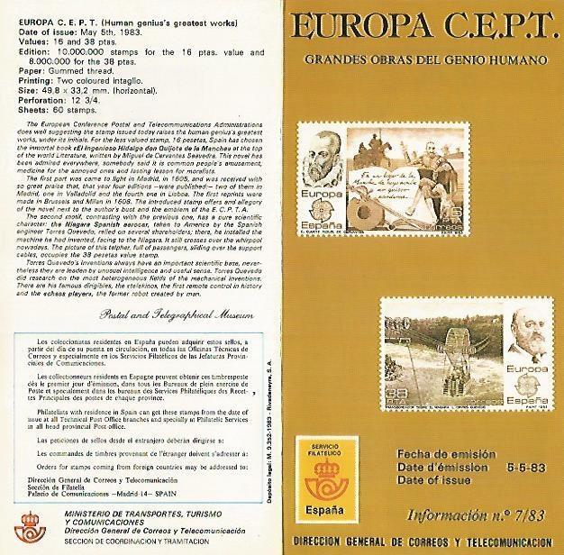 DIPTICO 16304: Europa CEPT. Grandes obras del genio humano