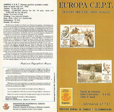 DIPTICO 16304: Europa CEPT. Grandes obras del genio humano
