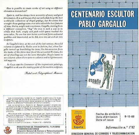 DIPTICO 16282: Centenario escultor Pablo Gargallo