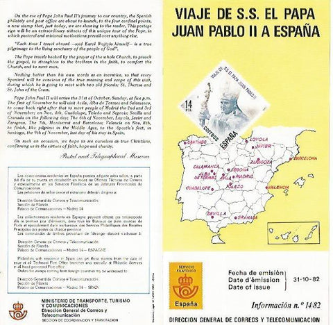 DIPTICO 16285: Viaje de SS el Papa Juan Pablo II a España