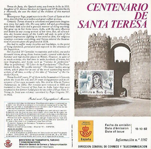 DIPTICO 16286: Centenario de Santa Teresa