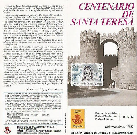 DIPTICO 16286: Centenario de Santa Teresa