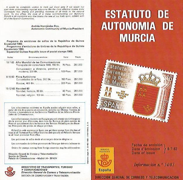 DIPTICO 16302: Estatuto de Autonomia de Murcia