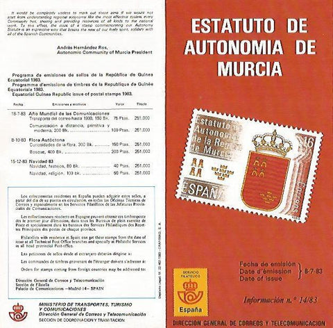 DIPTICO 16302: Estatuto de Autonomia de Murcia