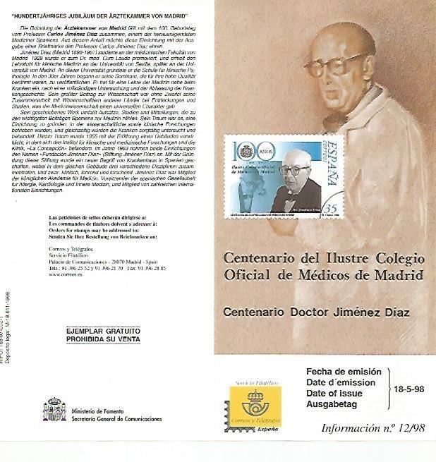 DIPTICO 16496: Centenario del Ilustre Colegio Oficial de Medicos de Madrid