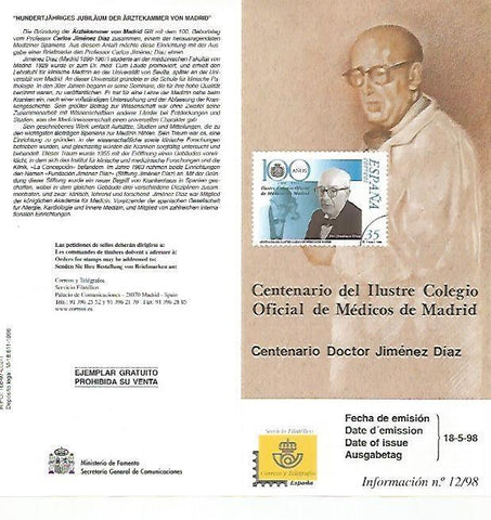 DIPTICO 16496: Centenario del Ilustre Colegio Oficial de Medicos de Madrid