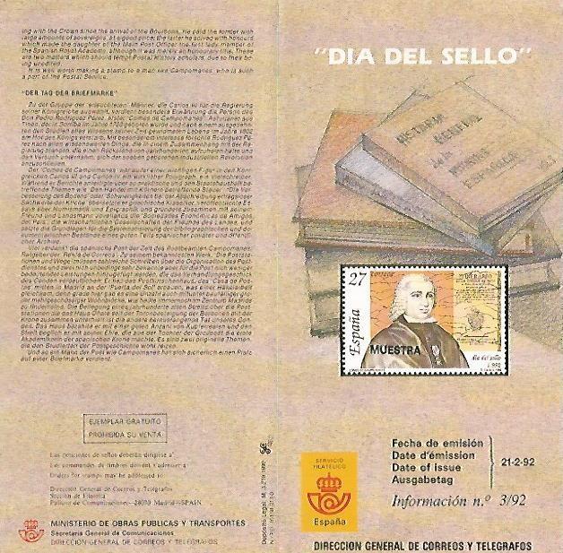 DIPTICO 16366: Dia del Sello 1992