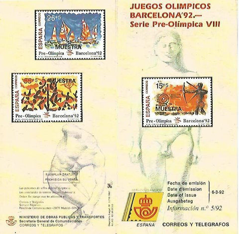 DIPTICO 16368: Juegos Olimpicos Barcelona 92. Serie Pre-olimpica VIII
