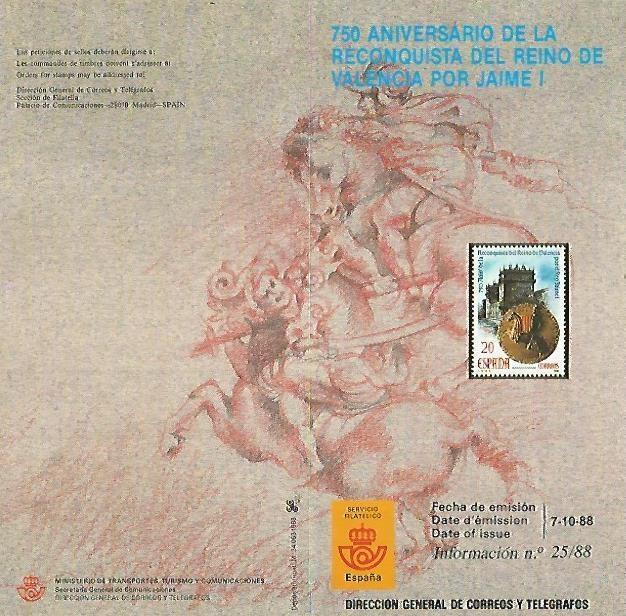 DIPTICO 16375: 750 Aniversario de la Reconquista del Reino de Valencia por Jaime I