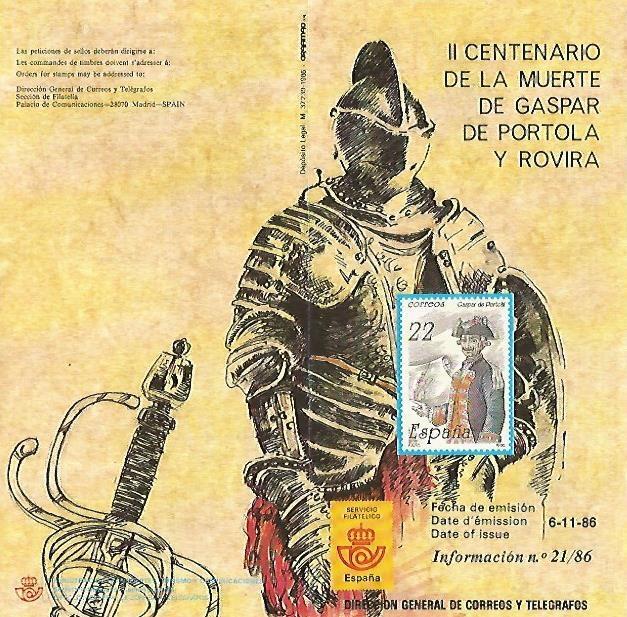 DIPTICO 16341: II Centenario de la muerte de Gaspar de Portola y Rovira