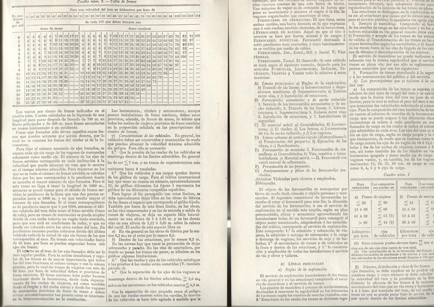 Articulo sobre FERROCARRIL de Espasa Calpe, 140 paginas