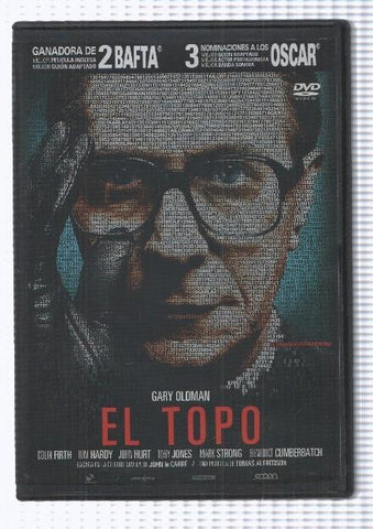 Pelicula en DVD: El Topo (2011). Una pelicula dirigida por Tomas Alfredson, interpretan: Gary Oldman, Colin Firth, Tom Hardy