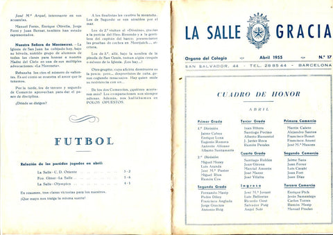 La Salle Gracia numero 17. abril 1955
