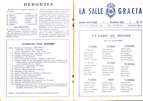 La Salle Gracia numero 13. Diciembre 1954