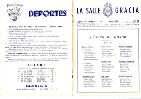 La Salle Gracia numero 18. Junio 1955
