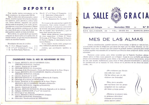 La Salle Gracia numero 21.Noviembre 1955