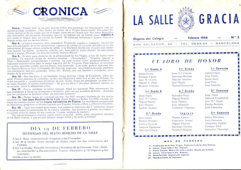 La Salle Gracia numero 05.febrero 1954